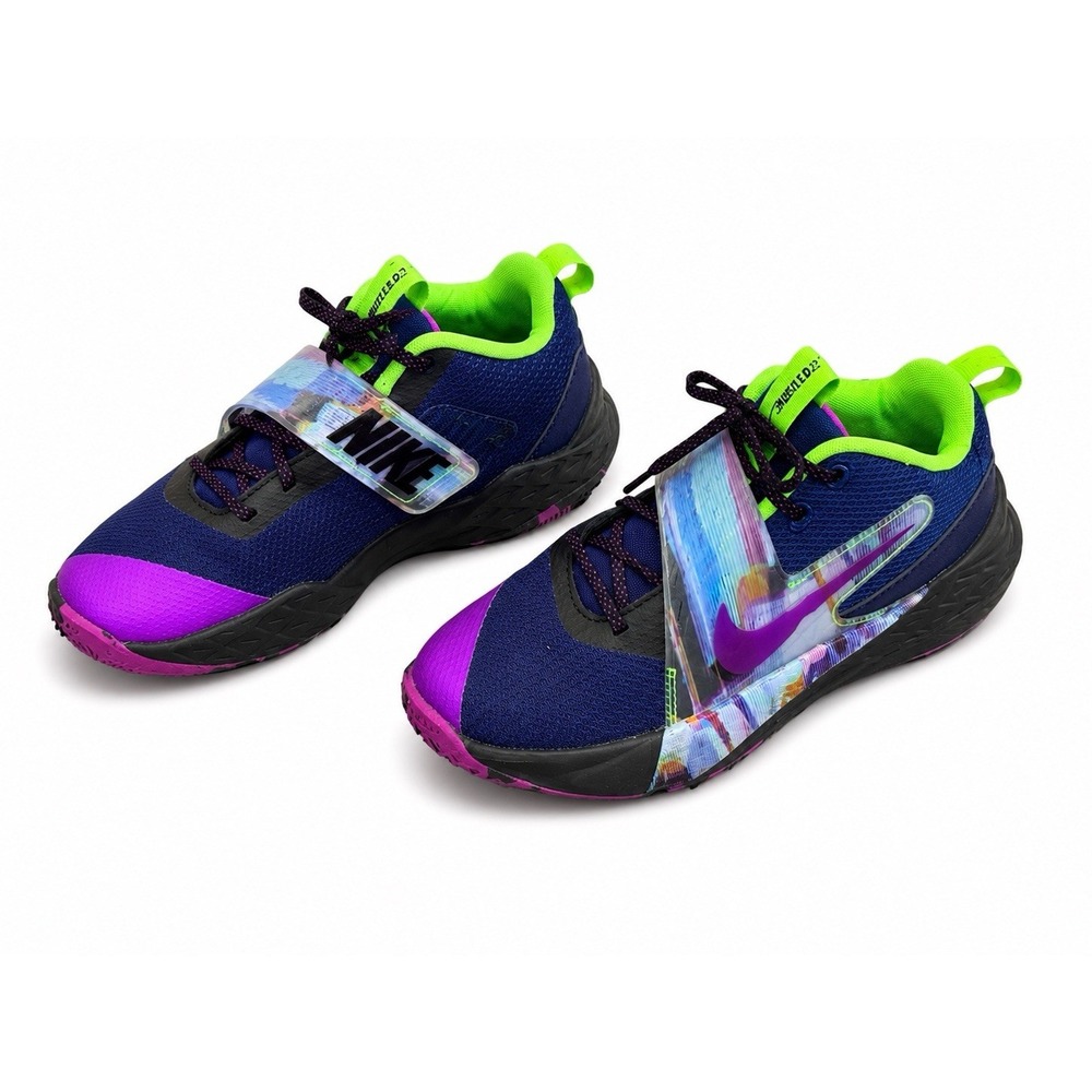 Nike Team Hustle Sneakers Youth 6 Blue Purple Basketball Shoes Big Kids